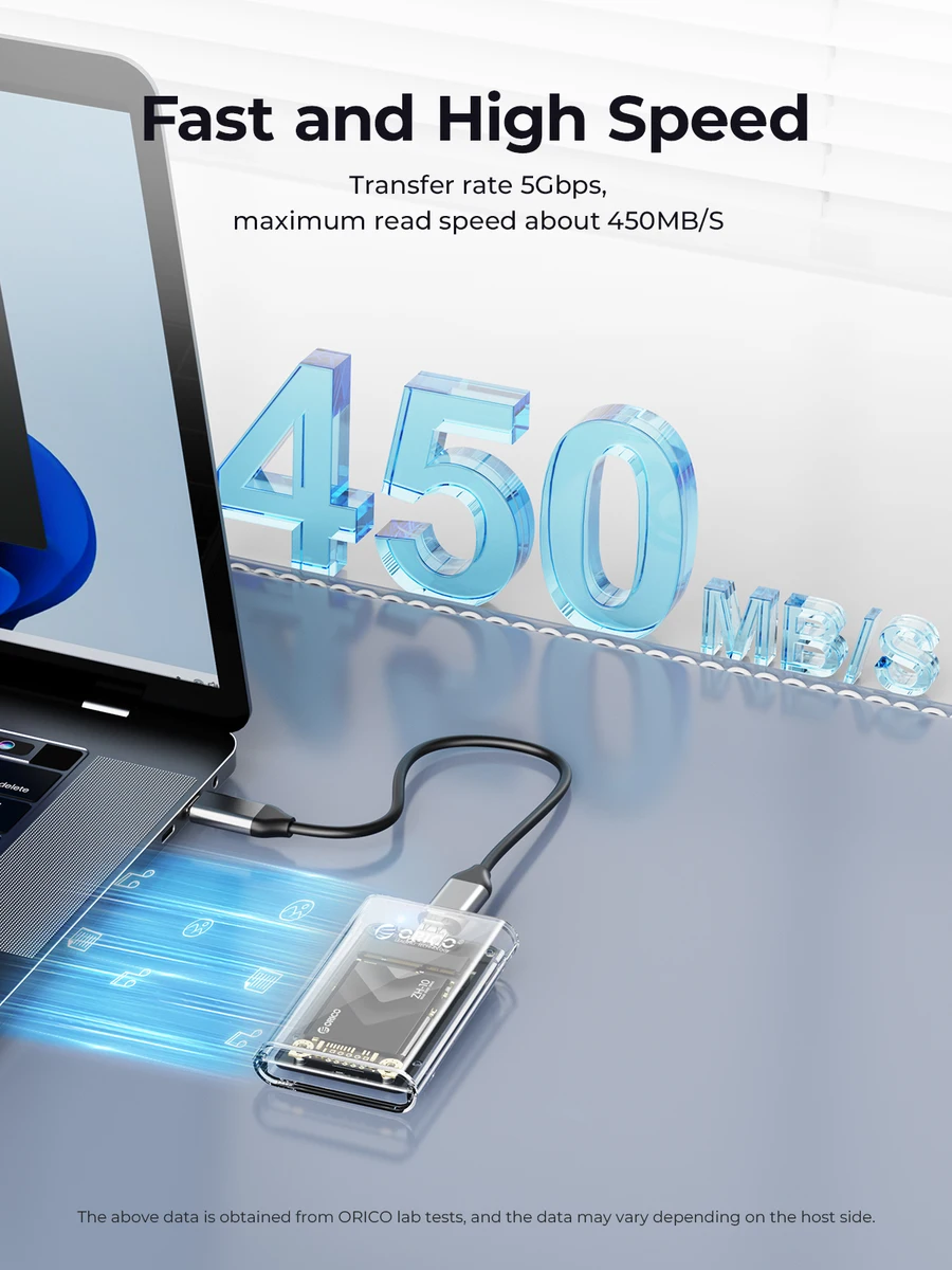 ORICO-Transparent External Adapter Mini mSATA SSD Enclosure Case to USB 3.2 Gen1 5Gbps for Samsung NGFF SSD Samsung — view 4