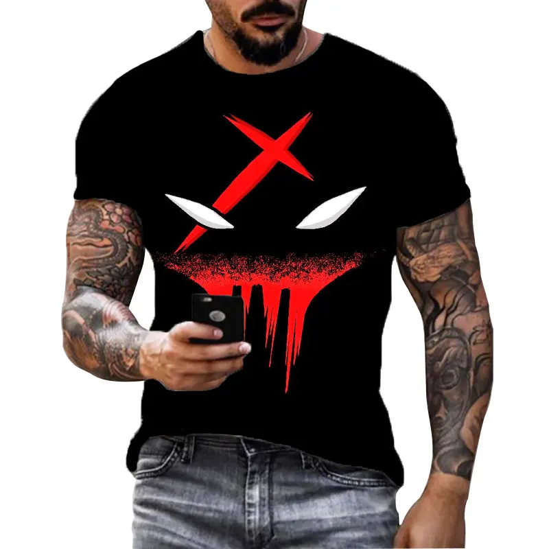 

Men'S Summer Xxoo3d Printed Casual Personality T-Shirt Hip Hop Short Sleeve O Collar Street Plus-Size Top