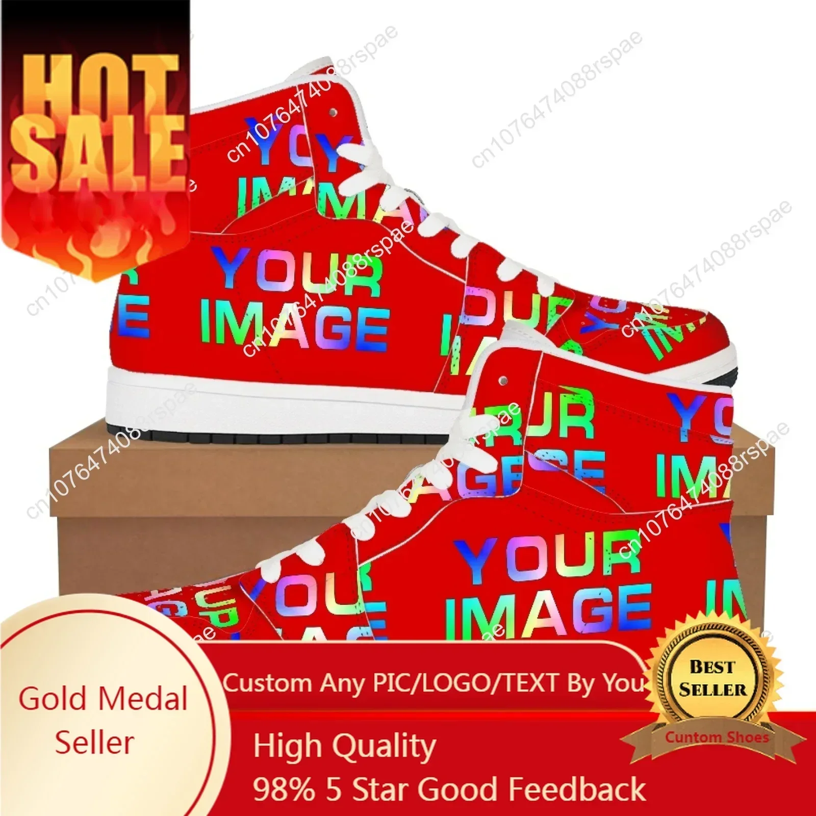 

Custom High Top Leather Sneakers Shoes Print On Demand Image Design Woman Man Holiday Party Matching Customized DIY Dropshipping