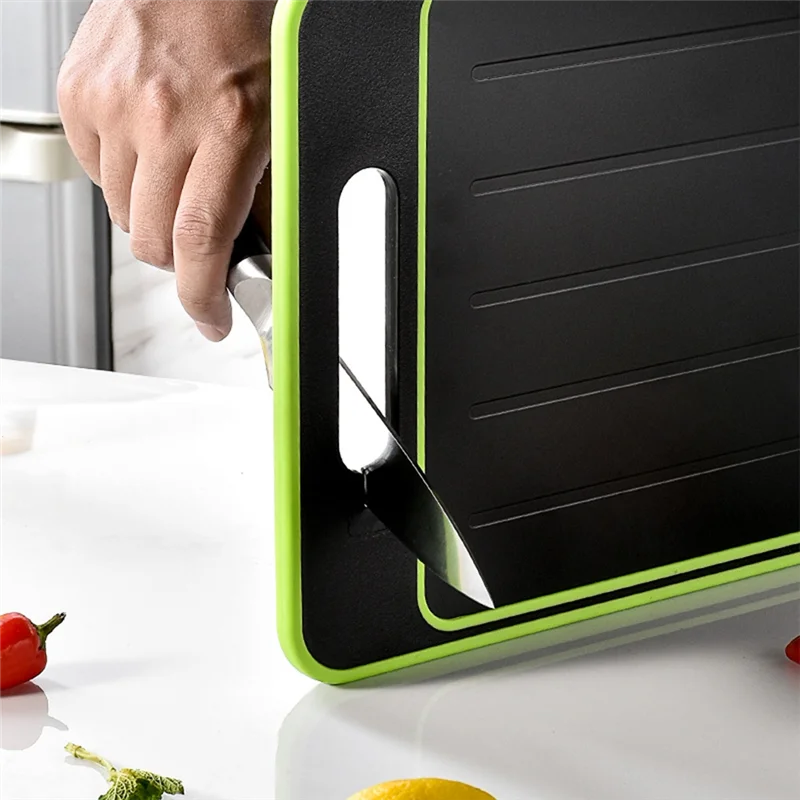 

Chopping Board with Defrosting Function - Twin Pack - 3X Faster -with Integrated Knife Sharpener and Spice Grater