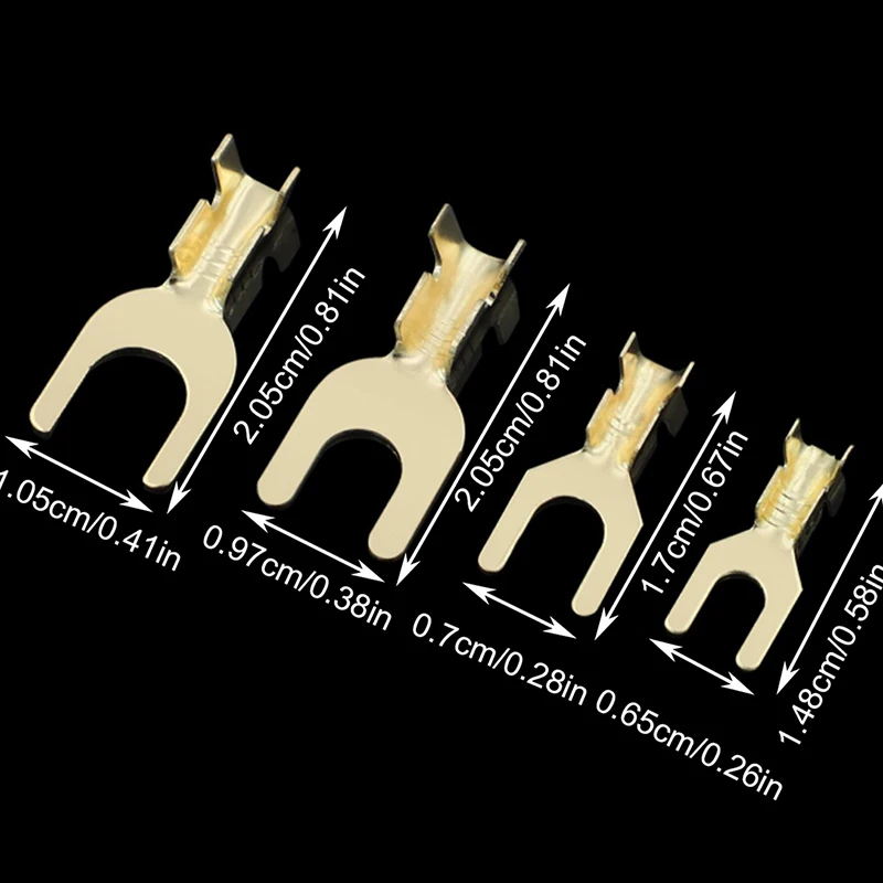 Wire connectors 100Pcs M3 M4 M5 M6 Brass Fork Spade U-Type Non-Insulated Wire Connector Electrical Crimp Ground Terminal 0.5-2.5mm 3.2-6.2mm
