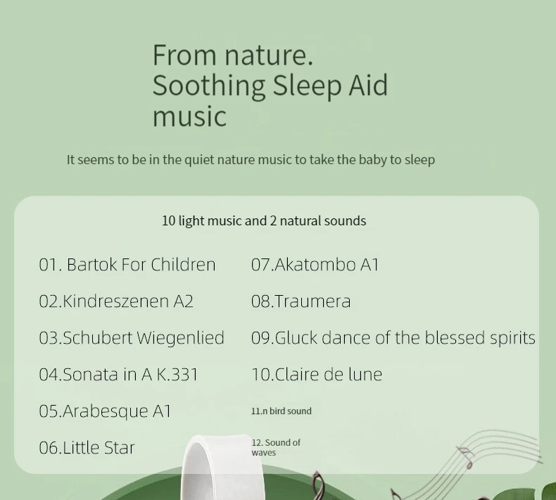 Portable White Noise Machine Baby Soother with 5 Light Music for Toddlers Timed Shutdown Sleep Sound Machine