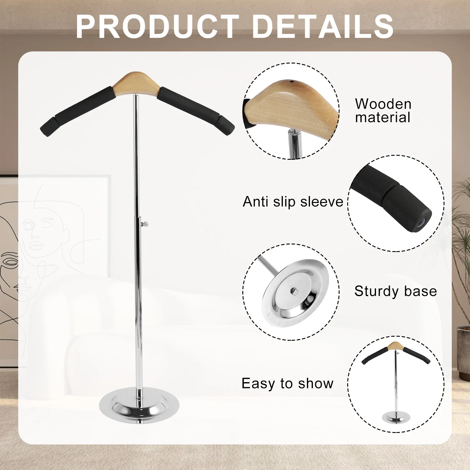 2Pcs Shirt Shoulder Stand Adjustable Shirt Display Stand Round Base Shirt Display Rack Multifunctional Shirt Hanger Display 4