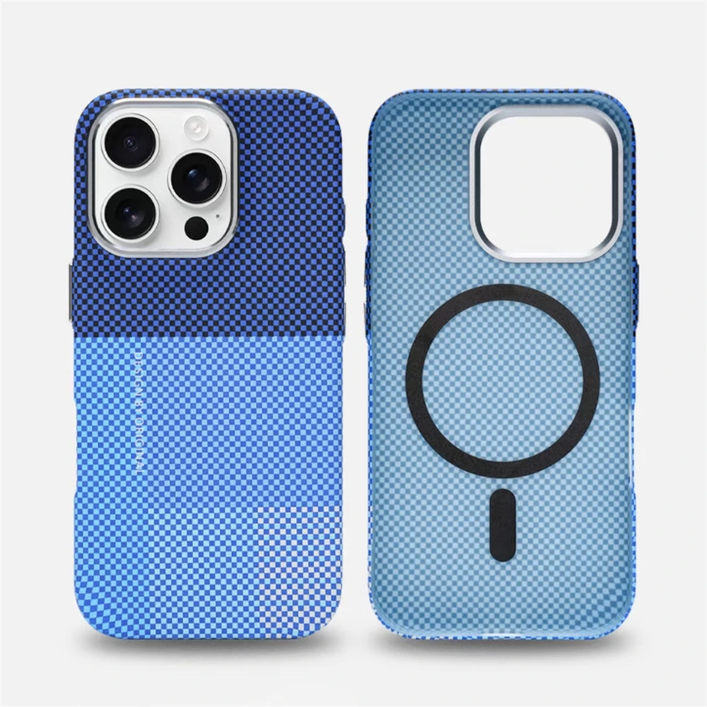 Ultra Thin Carbon Fiber Relief Texture MagSafe Case with Alloy Lens - Supports Wireless Charging