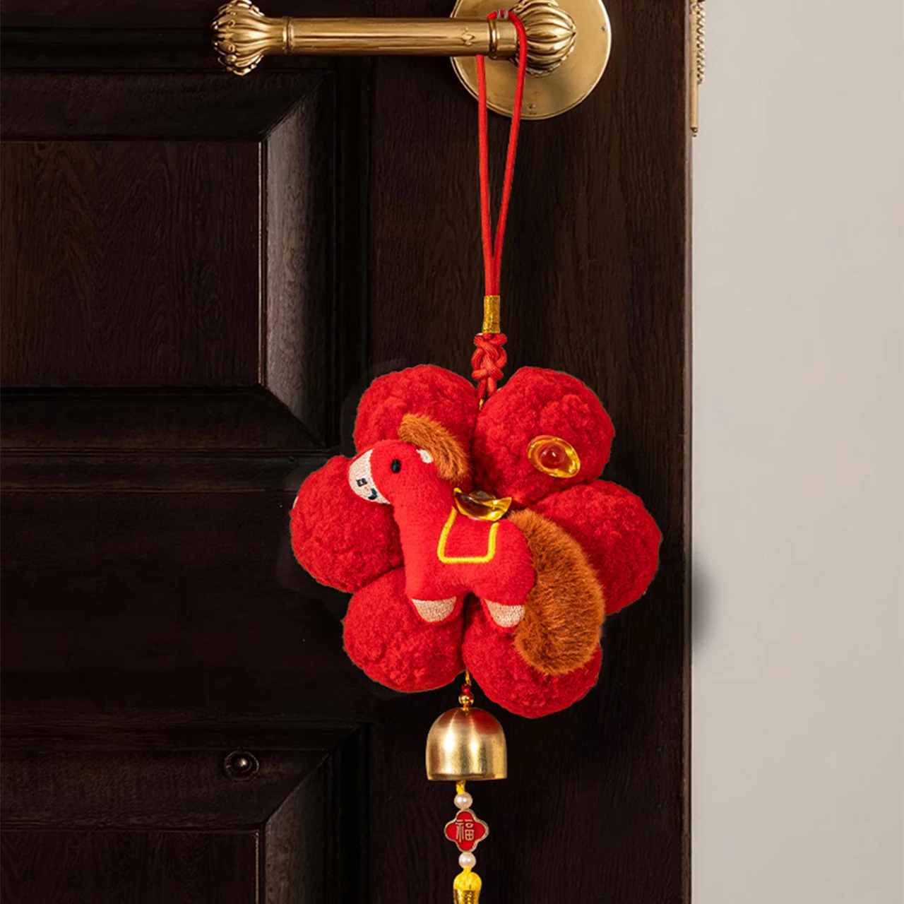2026 New Year Decoration Hanging Plush Ornament with Wind Chime Room Decor Chinese New Year Hanging Ornament Festival Supplies