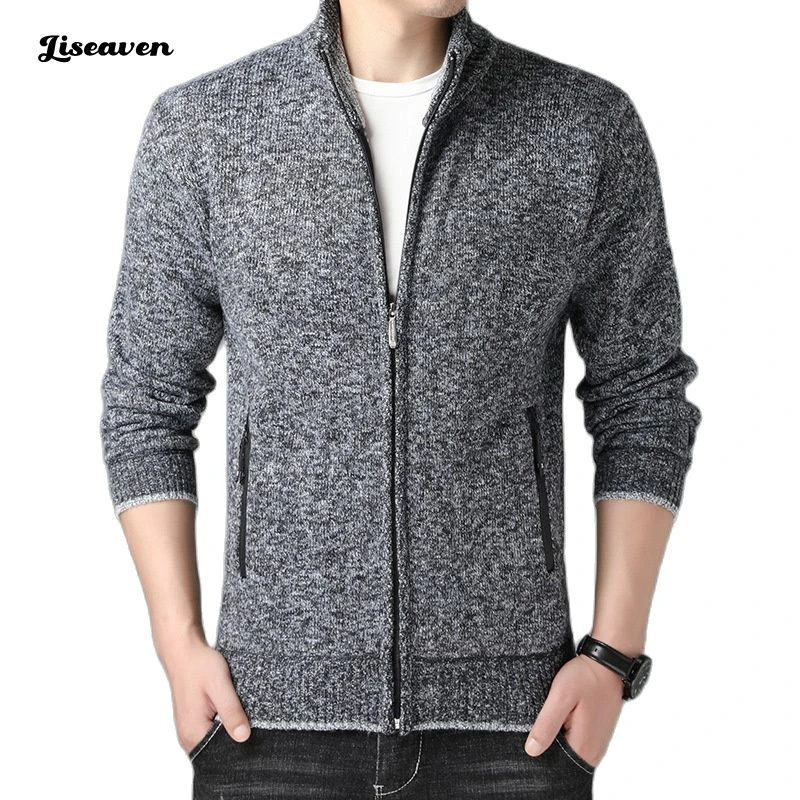 

Liseaven Men Cardigans Thick Sweater 2022 New 5 Colors Casual Stand Collar Warm Sweatercoat Jacket Coat Autumn Winter Cardigan
