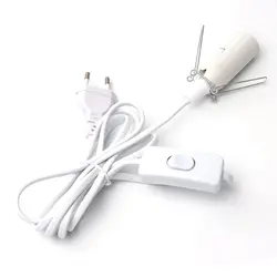 EU/US Plug Power Cord with E14 Socket and Switch - EU Plug (White)