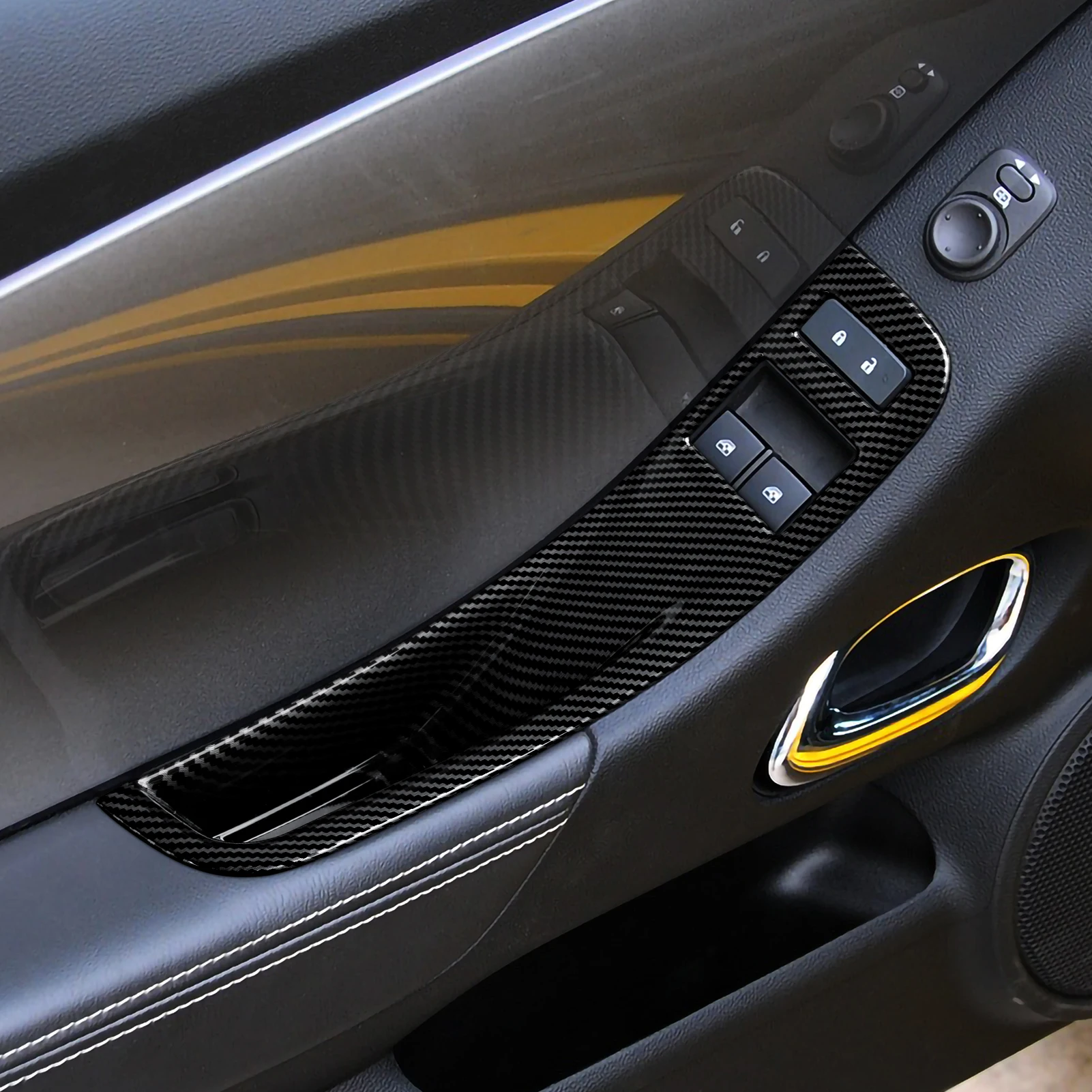 ABS 자동차 창문 리프트 스위치 패널 커버 카본 파이버 인테리어 스티커 쉐보레 카마로 ZL1 2010-2015 트림 액세서리