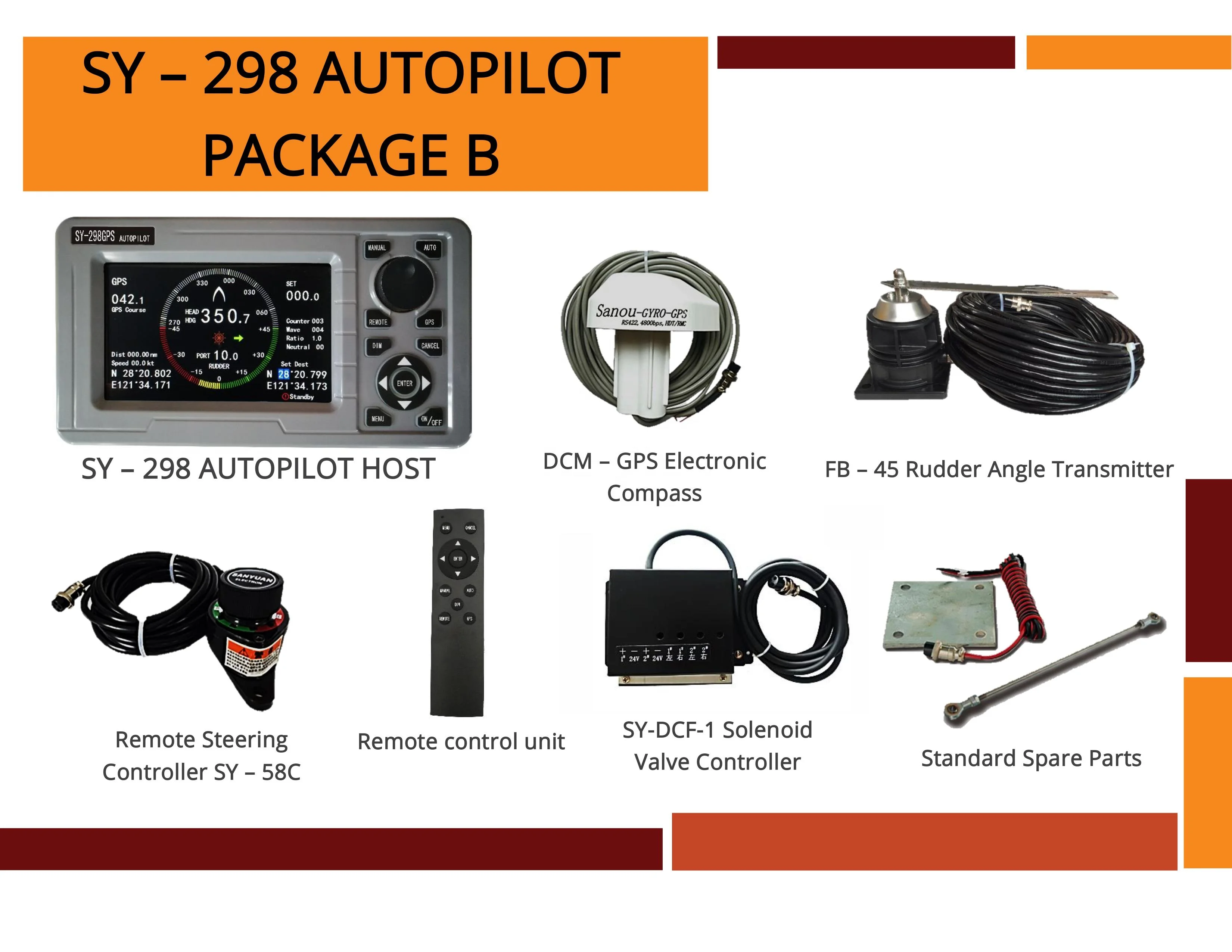 SY298B Marine Autopilot System Sensor Compass Control For Boat Yacht