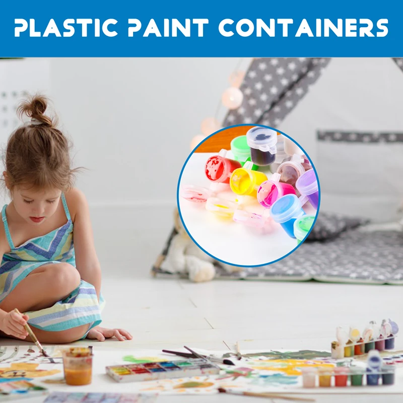 8 Strips/48 Pots 3Ml Empty Paint Strips Paint Cup Pots Plastic For Classrooms Schools Painting Arts Crafts Supplies paint tray,paint pots