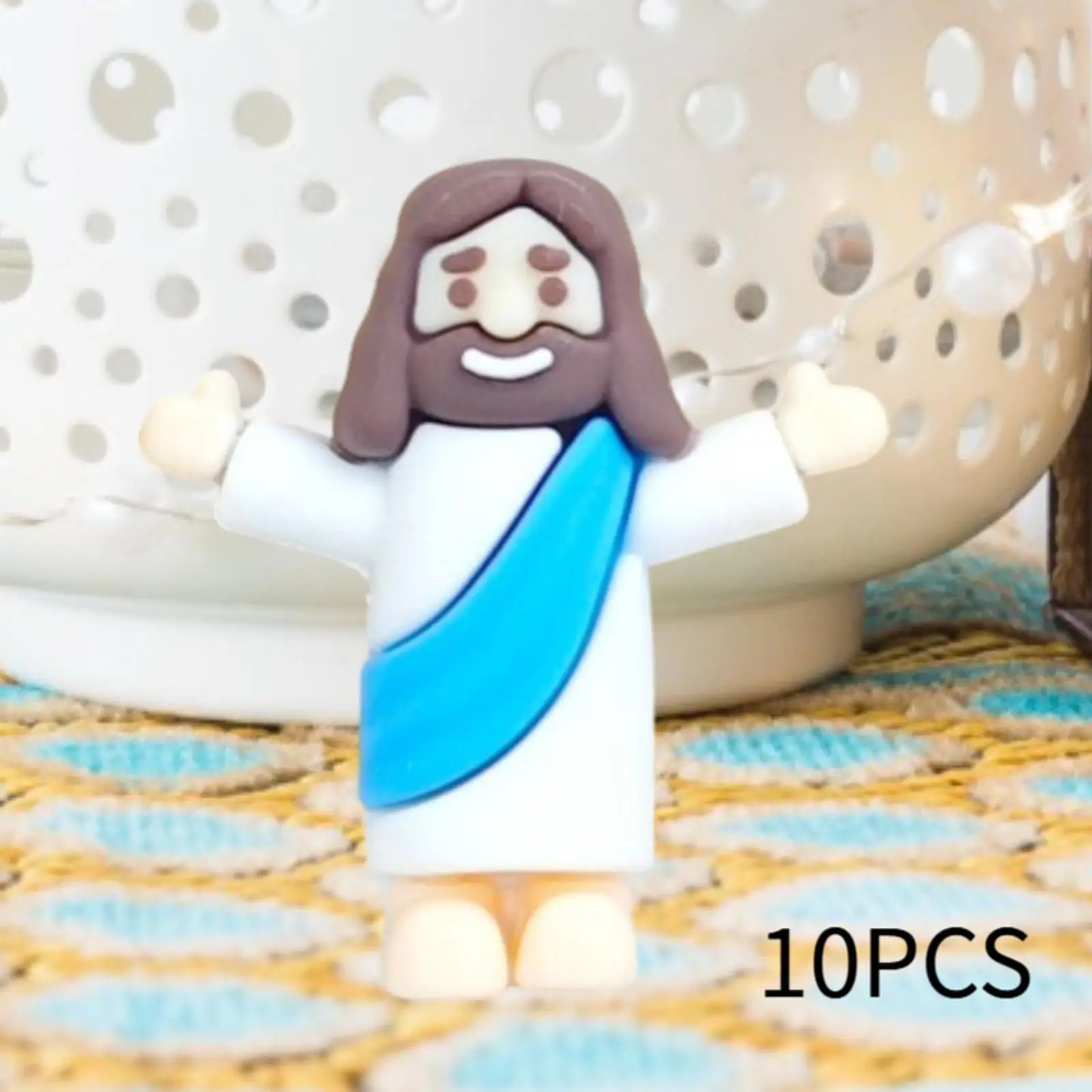 10x Mini Jesus Figurines Party Favors Easter Decorations for Shelf Gift Desk