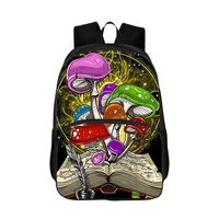 Men Woman Double Layer Thickened Student Backpack Magic Psychedelic Mushrooms And Skulls Schoolbag for Female Male Fashion Bag