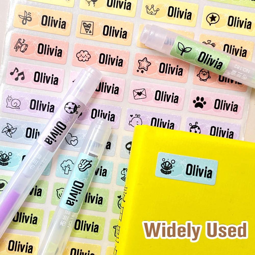 200pcs Custom Hebrew Name Tag Sticker Self-adhesive Waterproof Personalized Kawai Kids School Label for Children Stationery