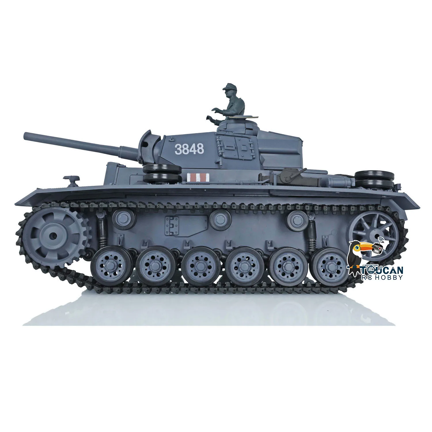 2.4G HENG LONG 1/16 7.0 플라스틱 독일군 3848 360 팬저 III L RTR 무선 조종 모델 군용 RC 탱크 °   터렛 BB 펠릿 TH17340-SMT4