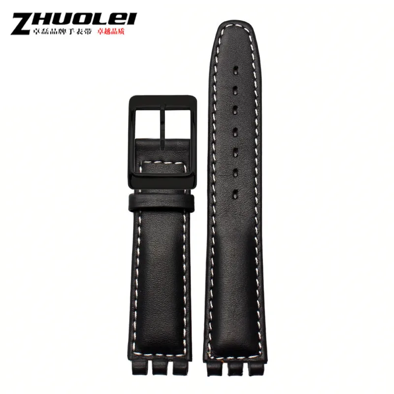 Genuine Leather Watch Strap with Steel Buckle in Multiple Colors