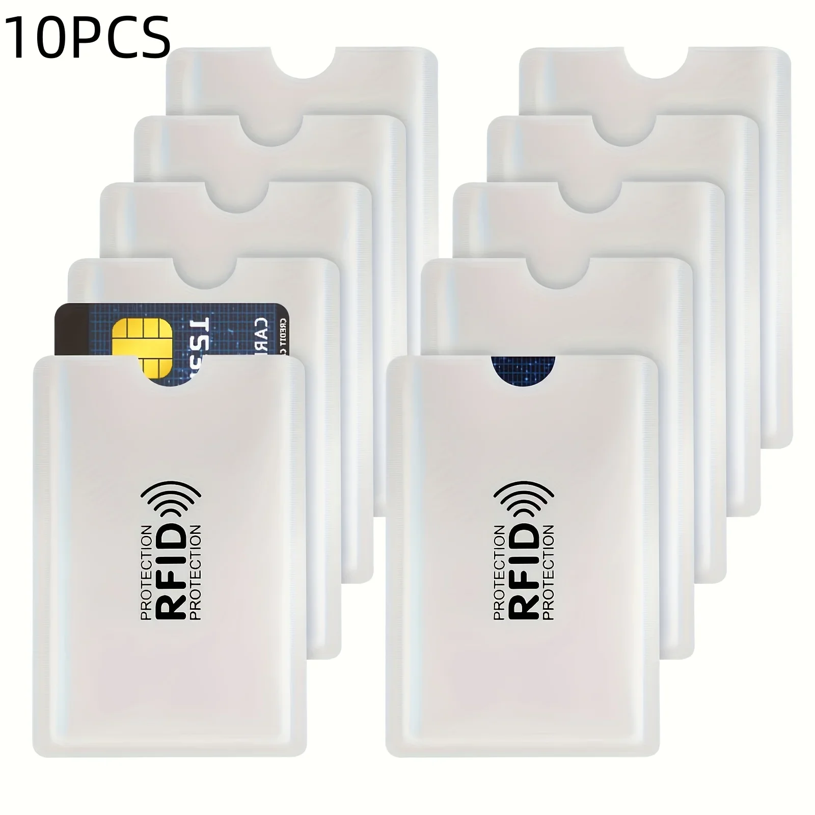 10-Pack RFID Blocking Card Sleeves - Lightweight PVC Wallet and Passport Holder, -NFC Protector for Travel and Everyday Use