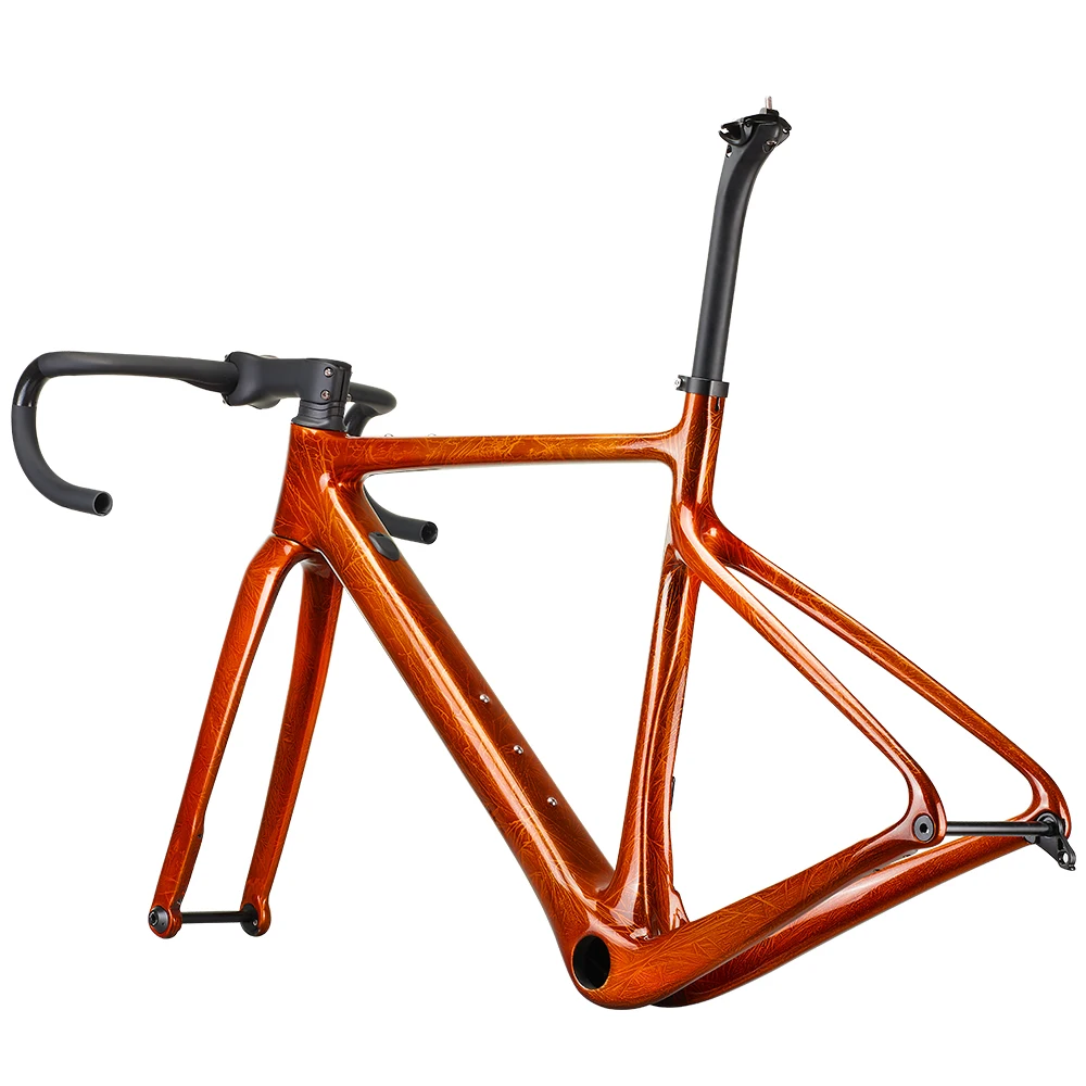 Carbon Gravel Frame 700*40C Disc Brake A5 Gravel Bicycle Frameset 700C Cyclocross Bike With Handlebar Crystal Color bicycle frame