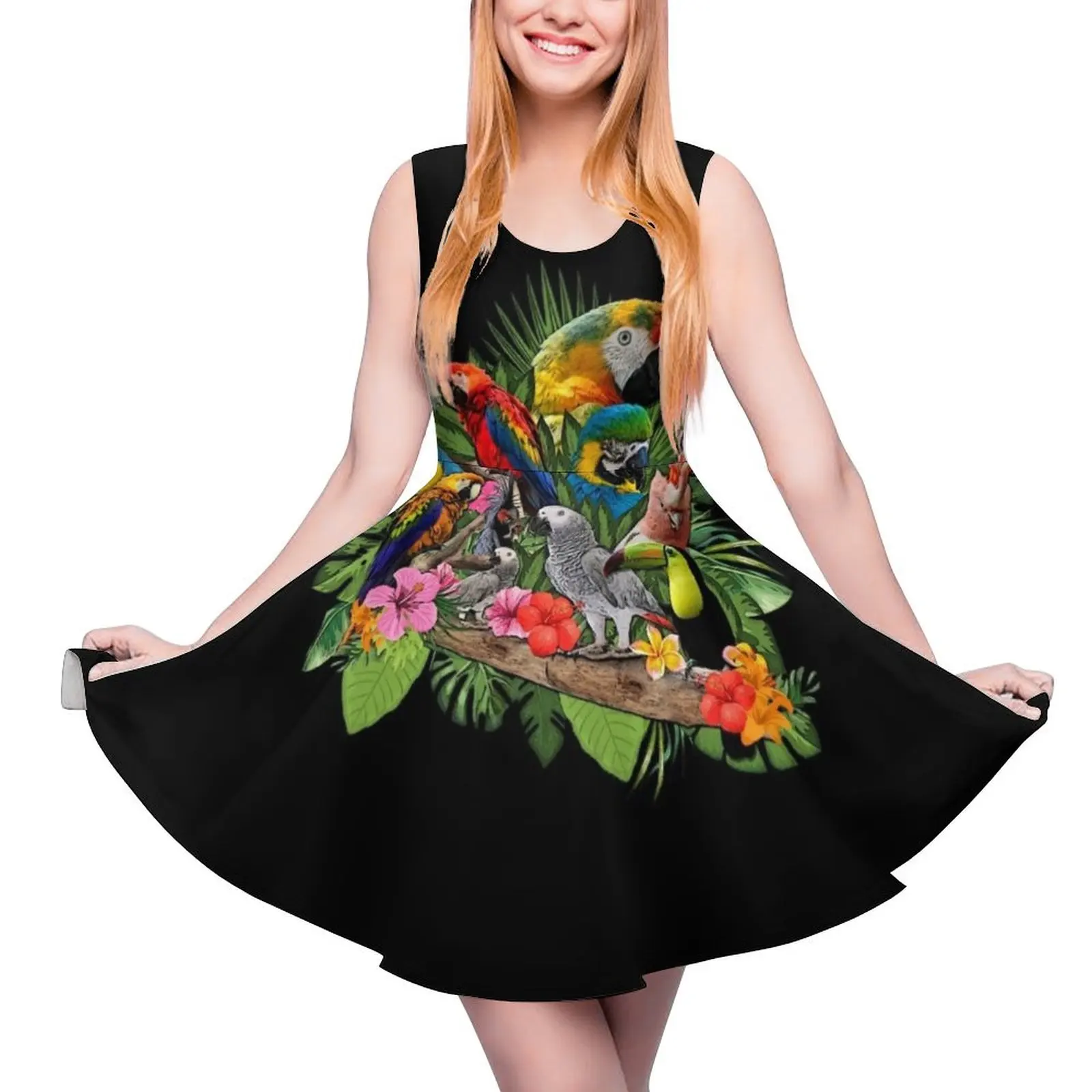 

Parrot Bird Macaw Ara Round Neck Dress women's luxury party dress bandage dress Woman dresses evening dresses luxury 2024