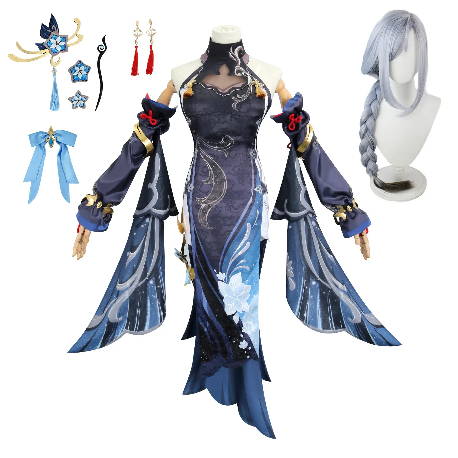 

Костюм для косплея шенхэ Frostflower Dew, униформа для взрослых Genshin Impact, Аниме Костюмы на Хэллоуин, женский наряд для Игровых персонажей