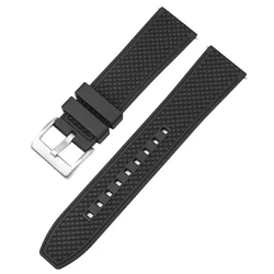 Premium Grade Fluoro Rubber Quick Release Diving Watch Strap - 22mm (Black silver clasp)