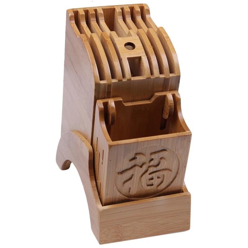 Kitchen Bamboo Knife Holder Chopsticks Storage Shelf Storage Rack Tool Holder Bamboo Knife Block
