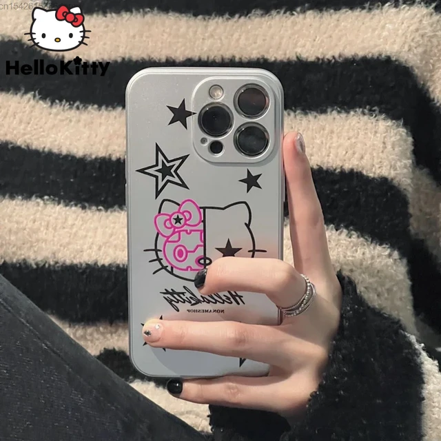 Sanrio Hello Kitty Y2k Trendy Star Phone Case Girle For Iphone 13 12 Mini  14 Silicone Cover Goth Yk2 Style Iphone 7 8 Plus Case - AliExpress