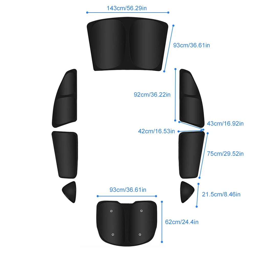8Pcs/Set Car Multi Sun Shade Car Windows Sun Shade Total Blackout Sun Visors for Tesla Model Y 2020-2024 Accessories