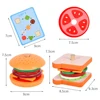 Wooden Burger Sandwich Stacking Toys For Toddler Kids Preschool Learning Educational Toys Pretend Play Food Kitchen Toys Gift 6