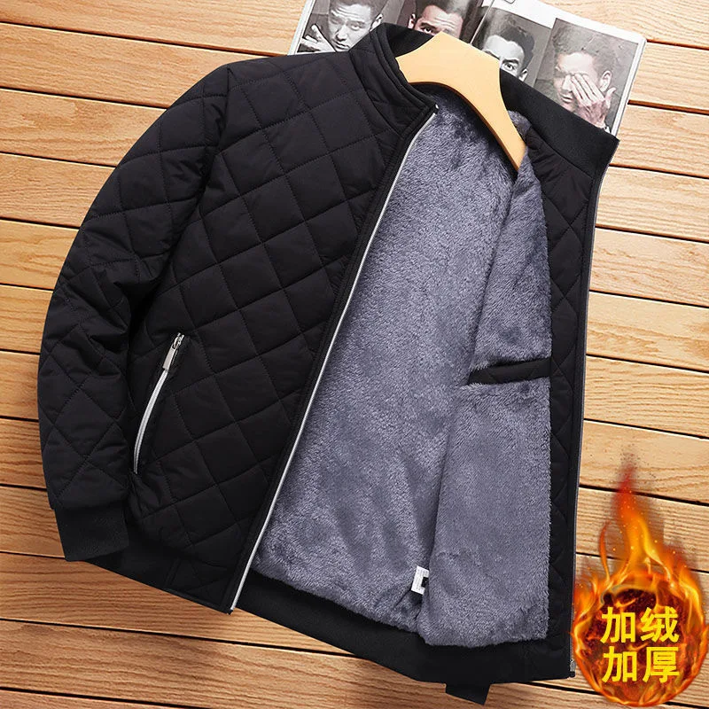 2023 Autumn and Winter New Fashion Trend Plus Cashmere Thick Warm Cotton-Padded Jacket Men\'s Casual Loose High-Grade Coat M-5XL