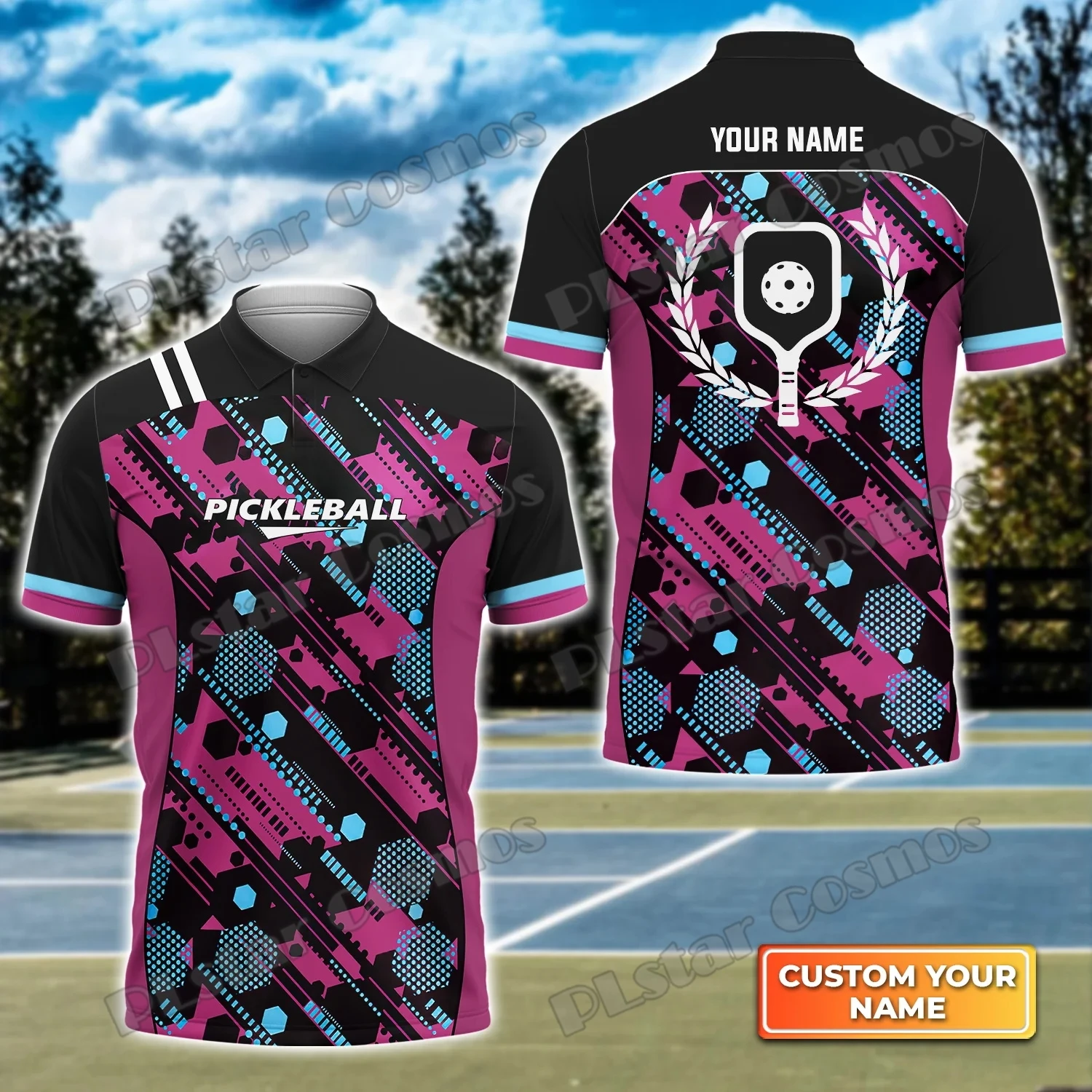 Pickleball Personalisierter Name 3D-gedrucktes Premium-Herren-Poloshirt Sommer Street Casual Poloshirt Geschenk für Pickleball-Spieler WK67 – Detail 10
