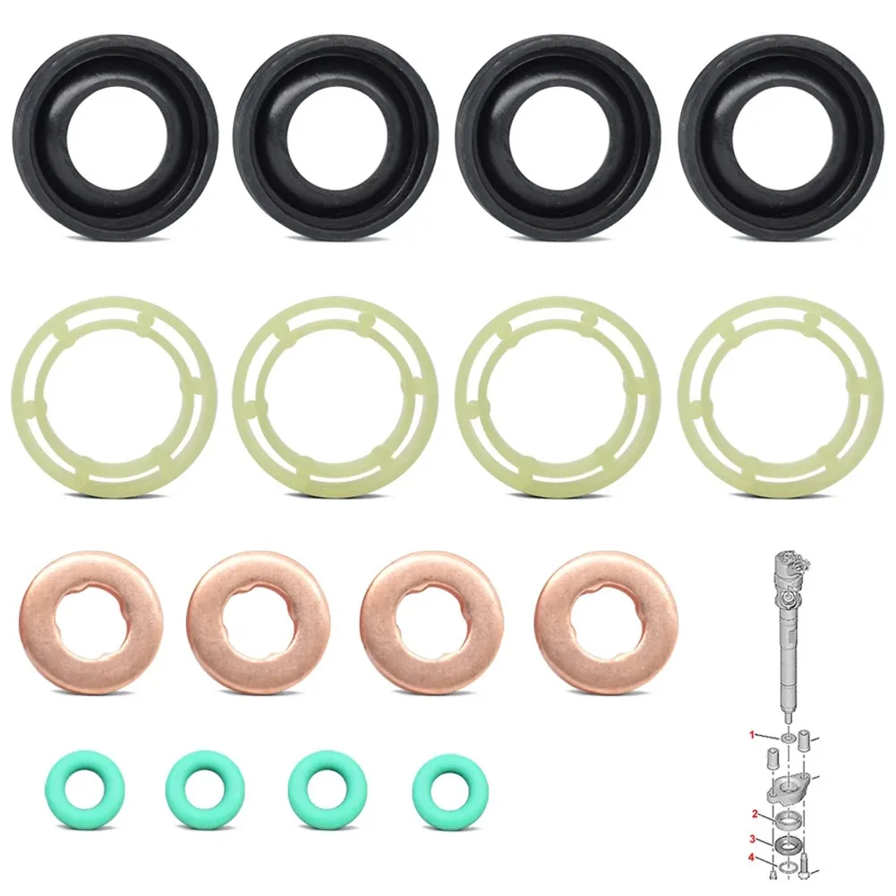 16pcs Motorcycle Diesel Injector Gasket ORing Kit For Ford CMAX