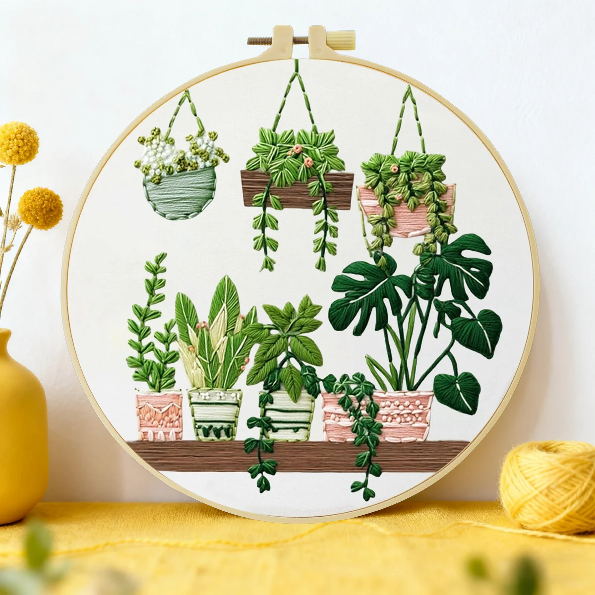 1 Stück 20X20CM/15X15CM 7,87/6,3 Zoll Hängekorb Stickerei Starter-Kit DIY-Kit DIY-Stickerei-Set Handarbeiten Heimdekoration