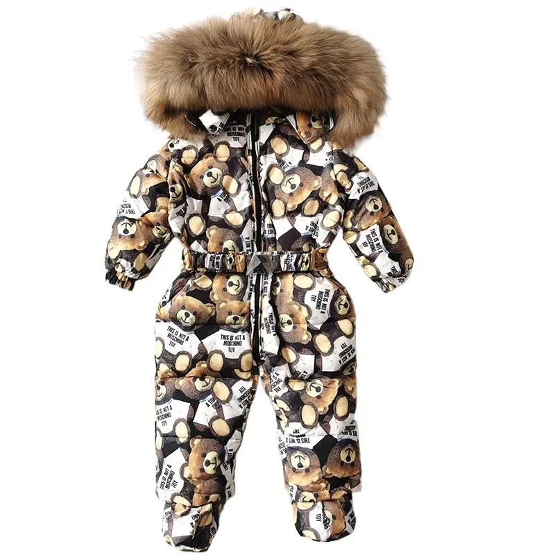 Детский лыжный костюм Children's Down Jacket Suit Boys and Girls Mid-Length One-Piece Baby Winter Skiing Suit