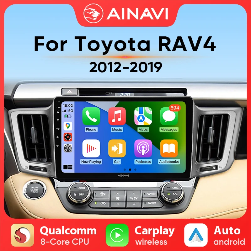 Rádio do carro de ainavi para toyota rav4 rav 4 xa40 2012 2019 carplay