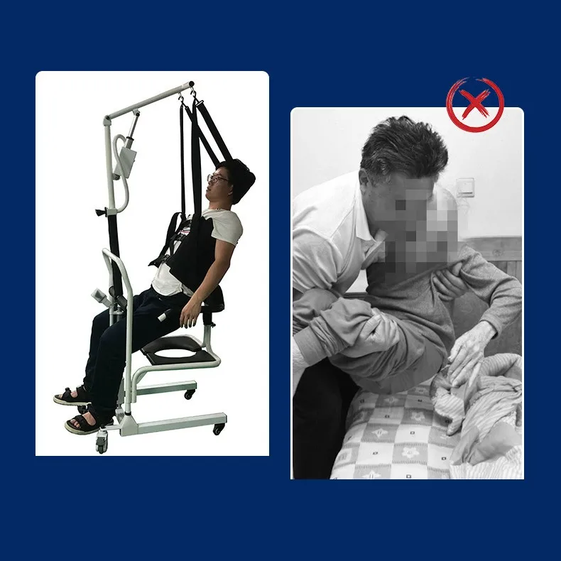 Aralysis Disability Patient Transfer Chair Lifting Nursing Shift Portable Folding Rollator Rolling Chair Can Sit And Dow 3