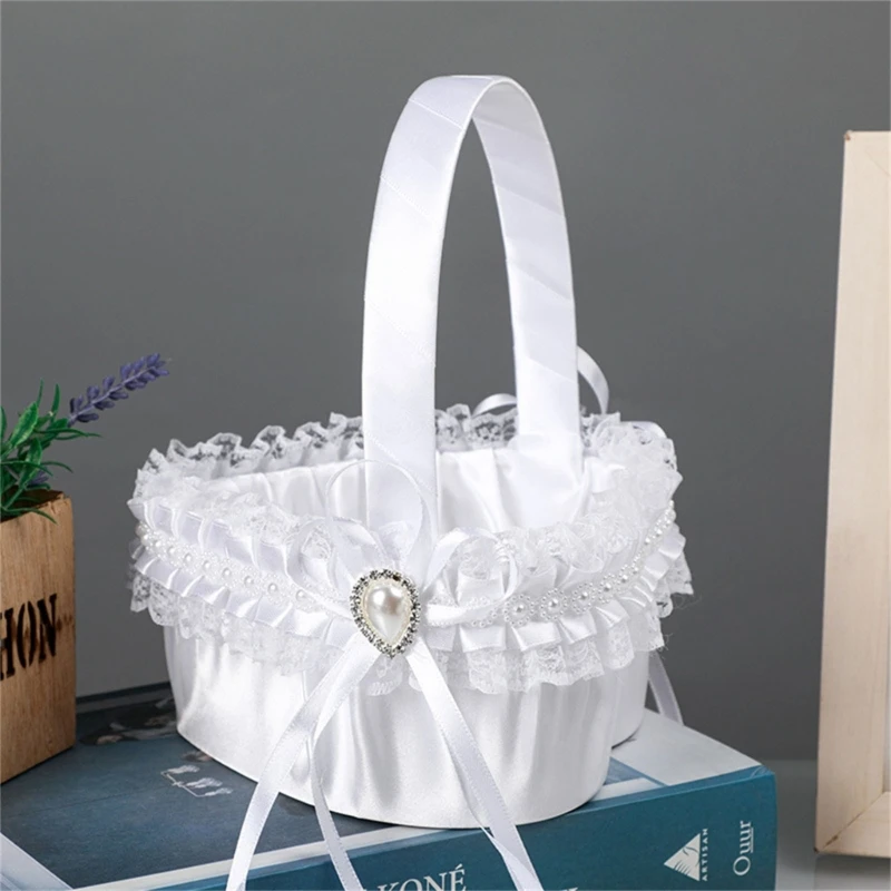 

A0KC стильная кружевная свадебная корзина для подружек невесты, ручная цветочная корзина для свадебных украшений, цветочные в