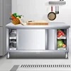 Multi-functional Storage Kitchen Cabinets Stainless Steel Kitchen Worktop Sliding Door Cupboard Kitchen Cabinet for Restaurant X 5