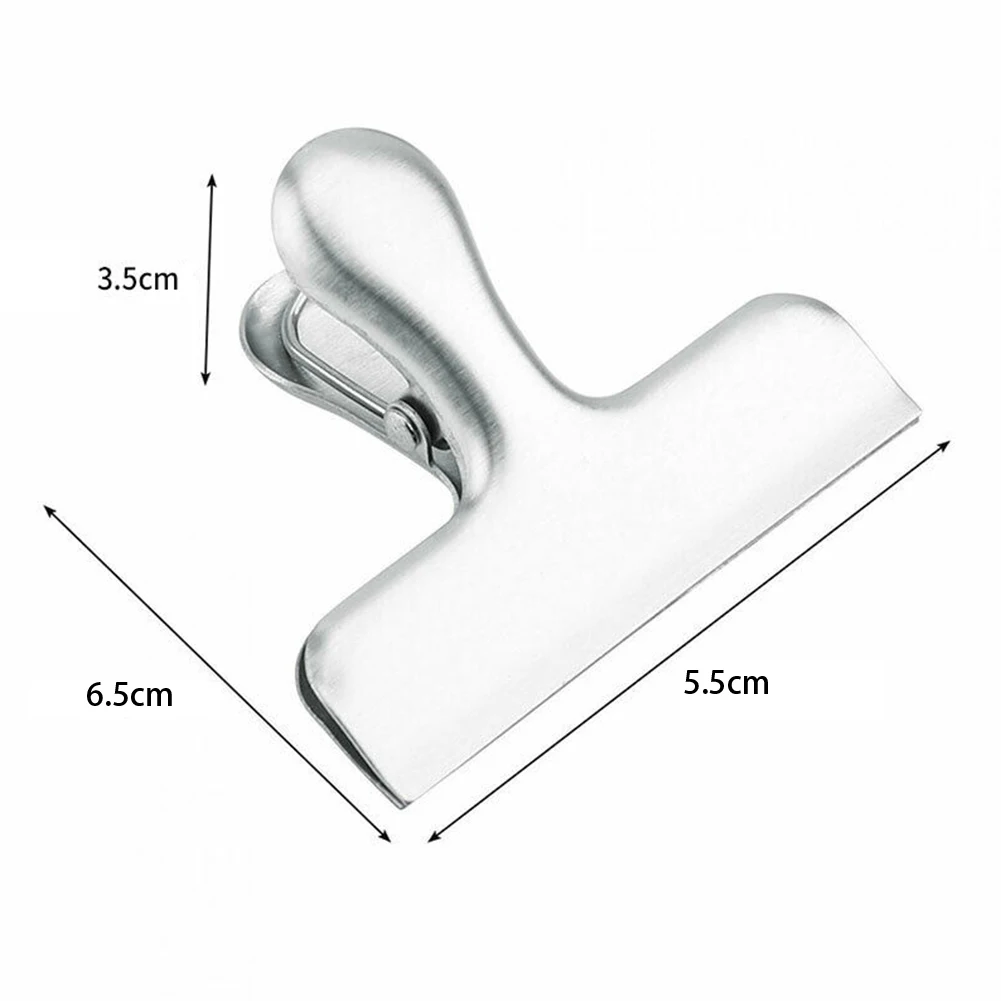 8pcs Set Metal Chip Bag Clips Universal Home Kitchen Food Snack Clips Stainless Steel Snack Bag Sealing Clip Clamp 6.5x5.5cm