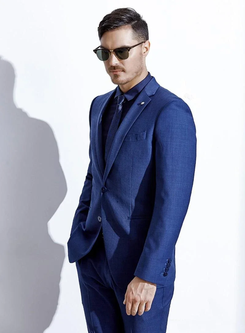 2024 Fashion Business Royal Blue 2 Piece Suit High Quality Custom Slim Fit Jacket For Men Wedding Casual Tuxedos Costume Homme