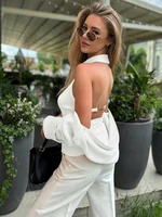 Trendix Hollow Out Sweater Sets For Women 2025 Fall New Long Sleeve Knitwear Shawl Suits Sexy Backless Knit Tank Top 2 Piece Set - Image 5