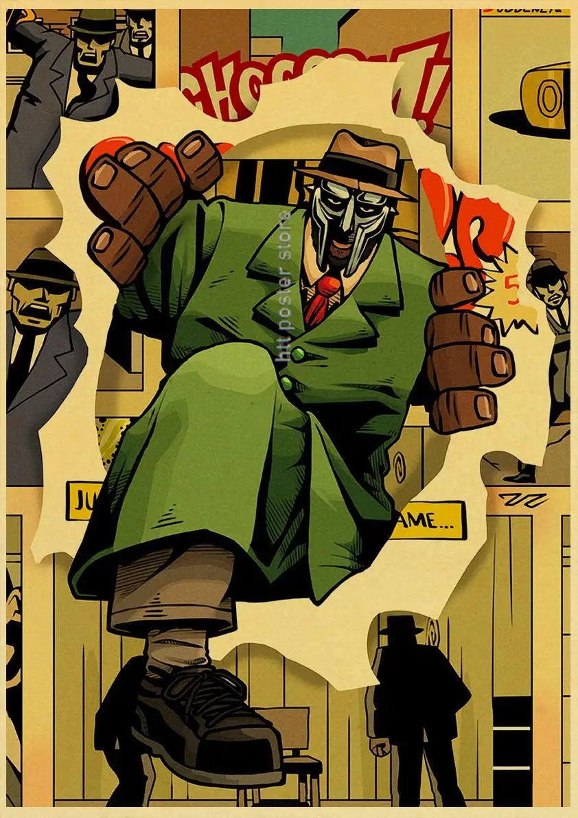 Vintage Art Poster MF Doom Madlib Retro Painting Hip Hop Rap Music Album Star Picture Wall Art For Living Room Home Decor