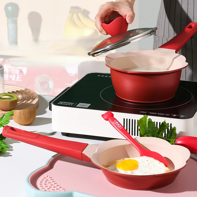 Cartoon Petal Baby Supplementary Food Pot Medical Stone Fish Cake Pots Multi Functional Cooking Integrated Baby Non Stick Pans 1