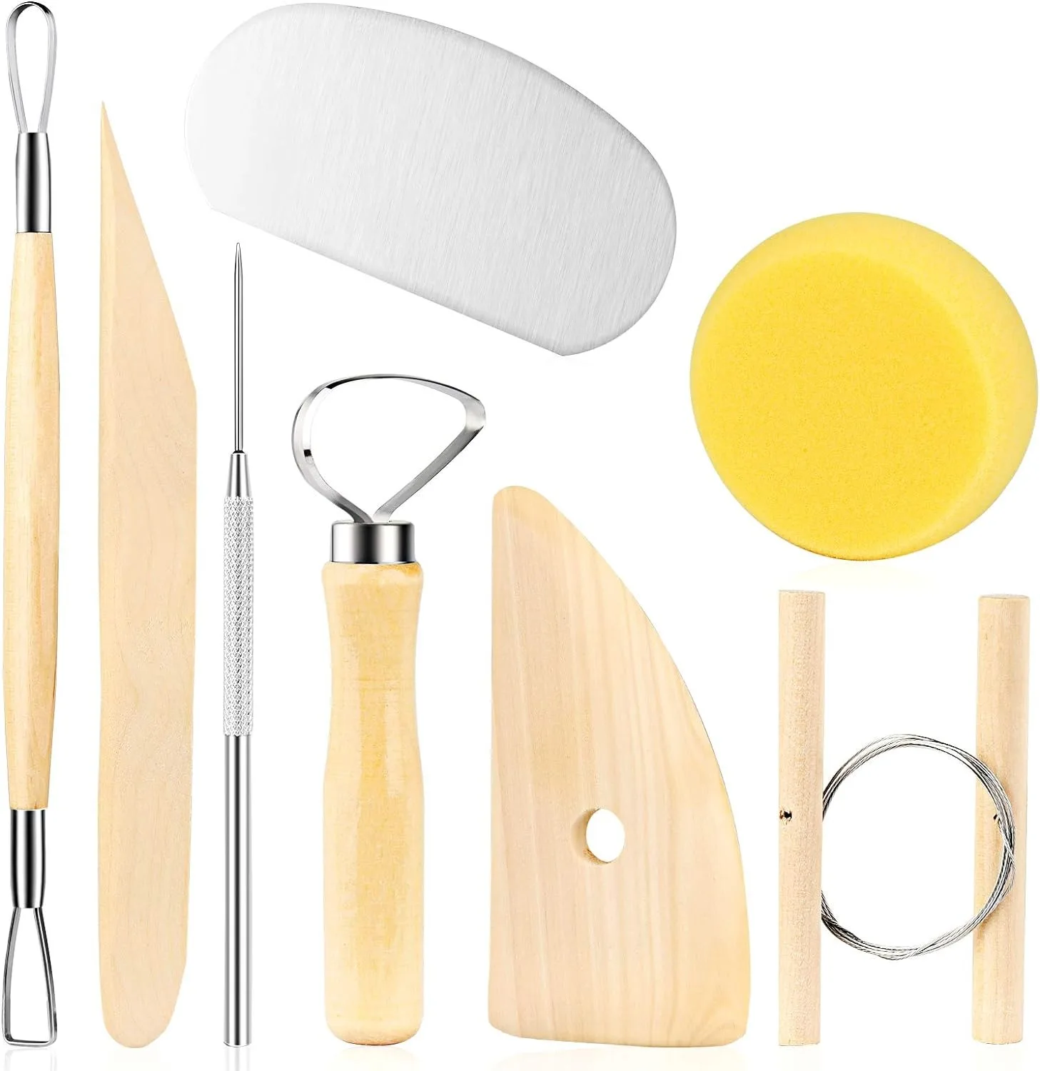 

8 Pieces Wooden Pottery Sculpting Clay Tool Set Painting, Modeling, Trimming Tools, for Artistic Beginner Smoothing, Shaping