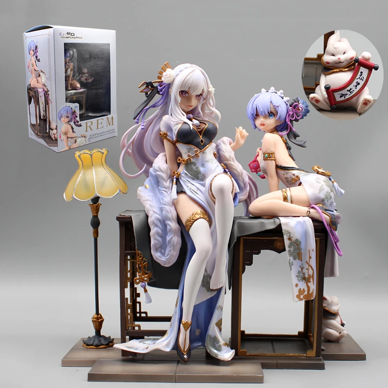 

Re:Life in A Different World From Zero Action Figures Cheongsam Rem Emilia Figure Sexy Anime Girl Model Pvc Collection Doll Toys