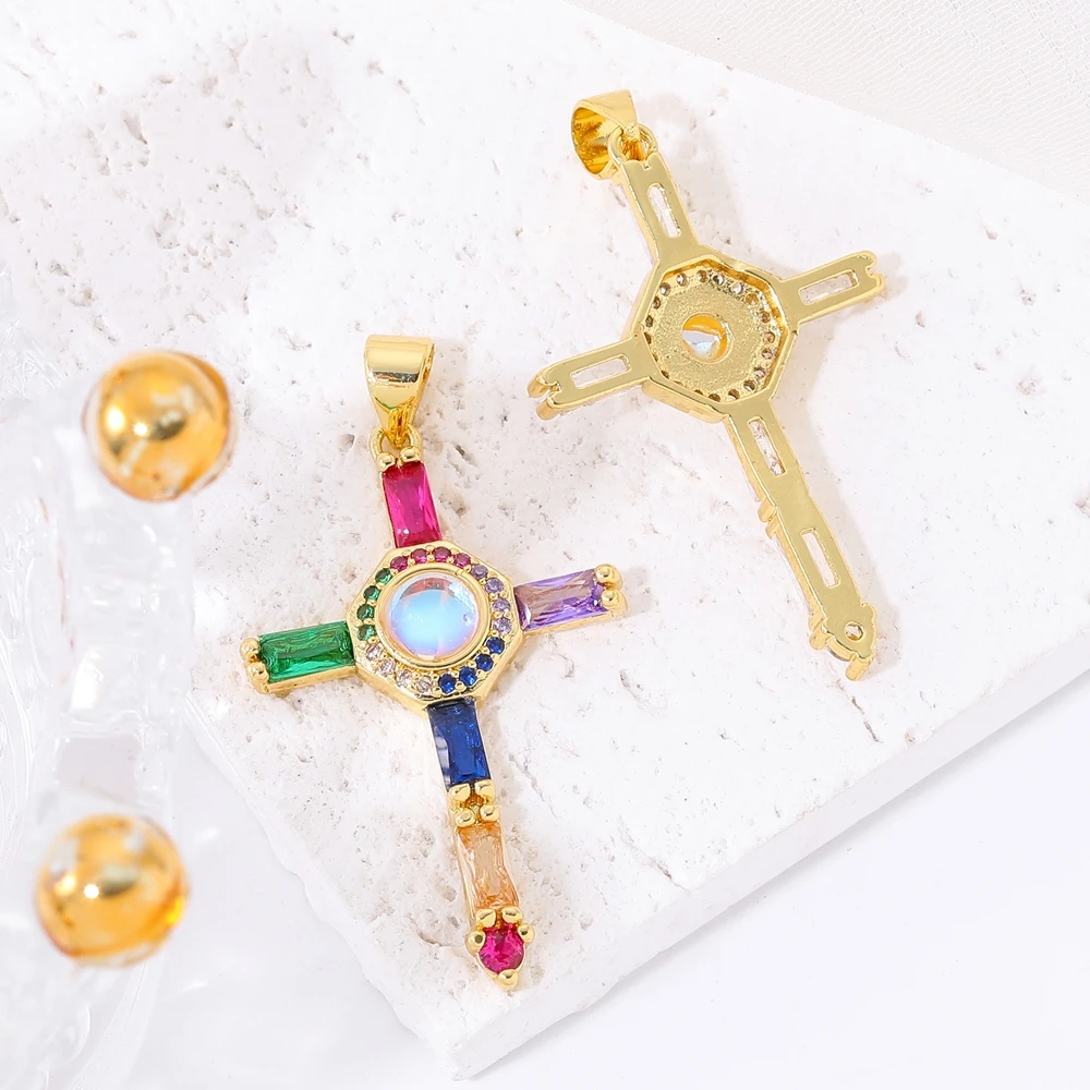 Juya 18K echtes Gold vergoldet Micro Pave Zirkon handgemachte katholische christliche Kreuze Charms für DIY religiöse Rosenkranz Schmuckherstellung – Detail 17