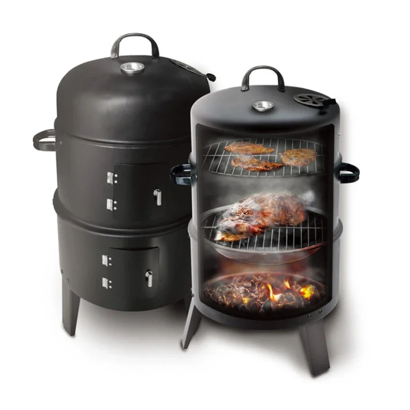 

Outdoor Round Black Charcoal Smoke Kitchen Cooking BBQ Grill