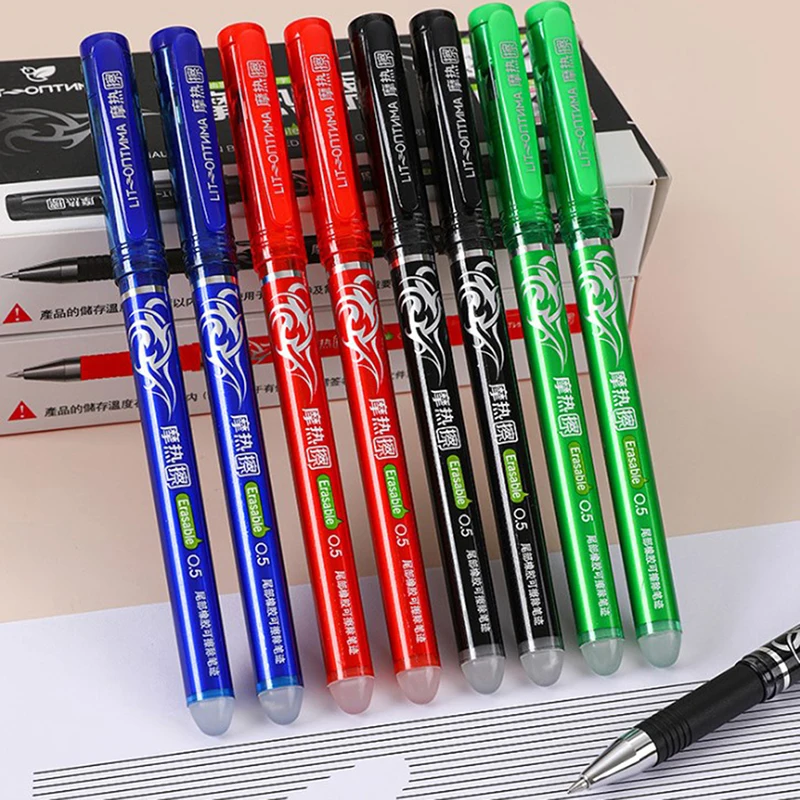 0,5mm Magie Löschbaren Stift Drücken Gel Pen-Set 4 Farben Löschbaren Refill Stange Gel Tinte Schreibwaren Versenkbare Stifte Waschbar griff Stangen