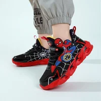 2025 Boys’ Anti Slip Running Shoes With Leather Surface And Light Spider Man Children’s Sports Shoes Lightweight Casual Shoes