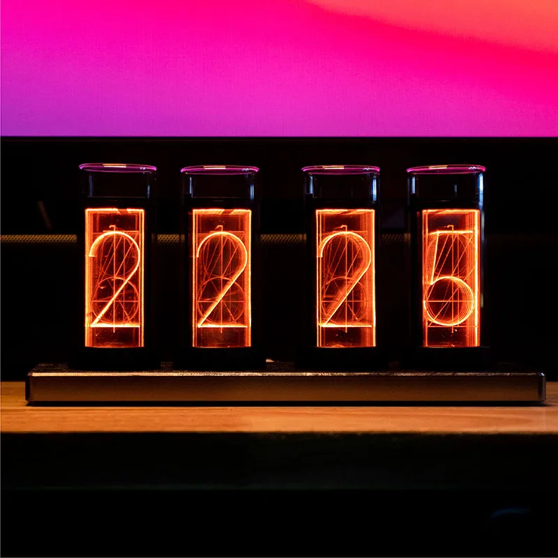 Digital Clock Table Clock Digital Desk Clock Digital Table Clock Mini Desk Clock Retro Desk Clock Glow tube clock RGB creative desktop decoration gift Glow clock B station fan count alarm Gixi