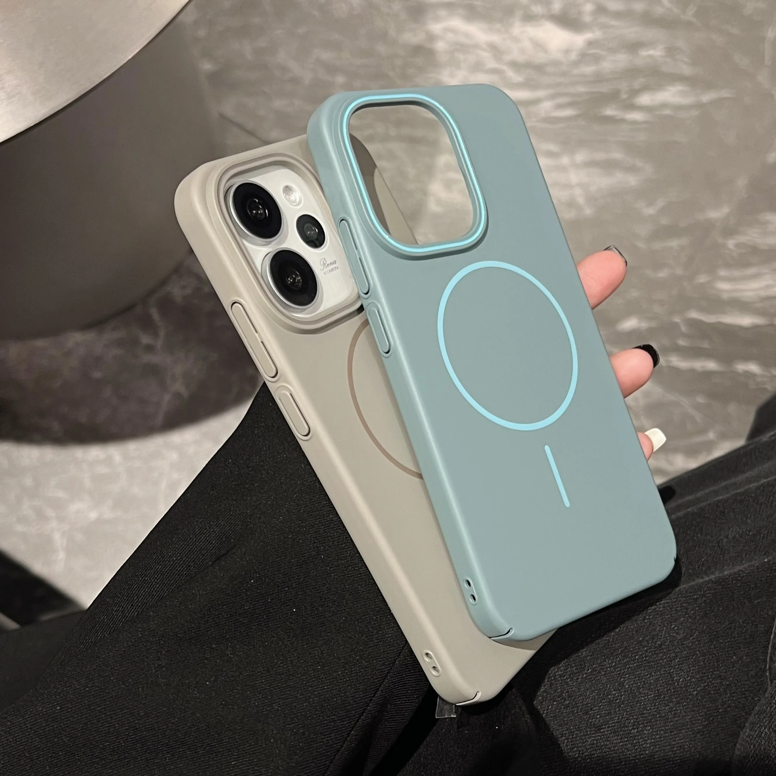 Slim Magnetic Phone Case - Shockproof Matte Cover with Wireless Charging Compatibility